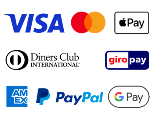 Viss | Mastercard | Apple Pay | PayPal | Google Pay | Diners Club International | Giropay | American Express